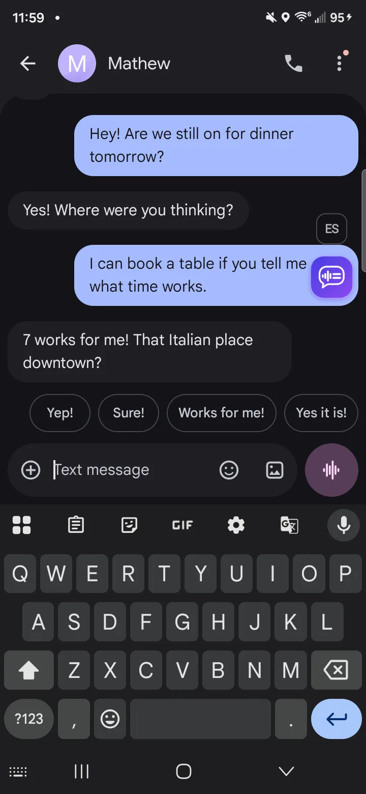 The Easy Talk bubble beside a focused message field